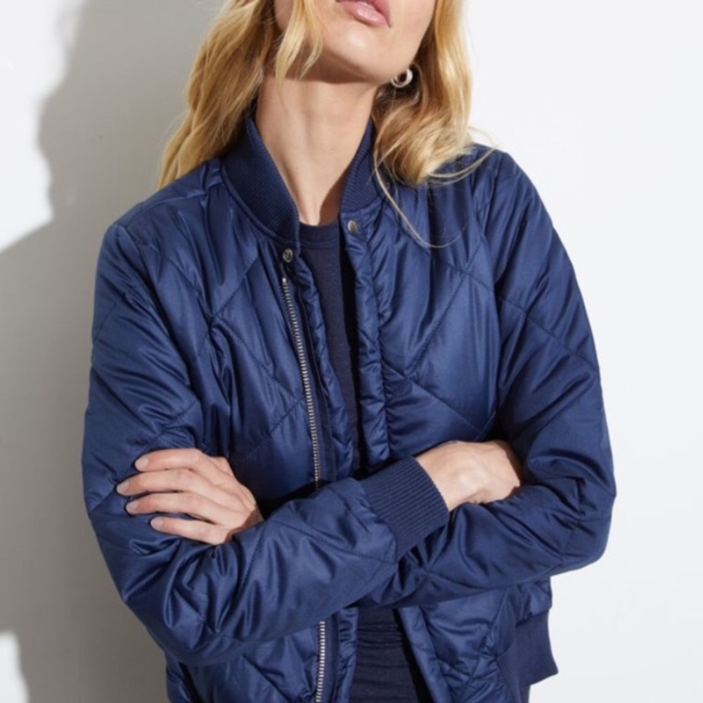 NSF Navy Quilted Bomber Jacket